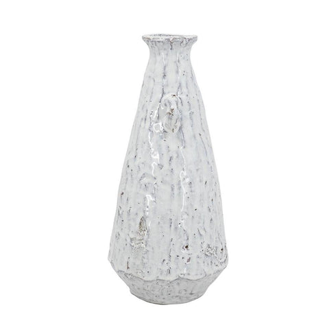12" White Terracotta Tapered Jug Vase