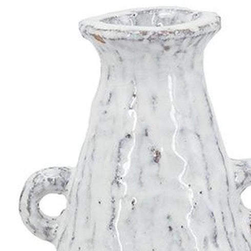 12" White Terracotta Tapered Jug Vase