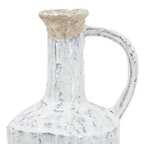 13" White Terracotta Cylinder Jug Vase