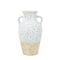 14" Beige And Ivory Color Block Amphora Terracotta Table Vase