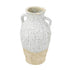 14" Beige And Ivory Color Block Amphora Terracotta Table Vase
