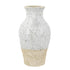 14" Beige And Ivory Color Block Amphora Terracotta Table Vase