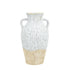 14" Beige And Ivory Color Block Amphora Terracotta Table Vase