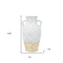 14" Beige And Ivory Color Block Amphora Terracotta Table Vase