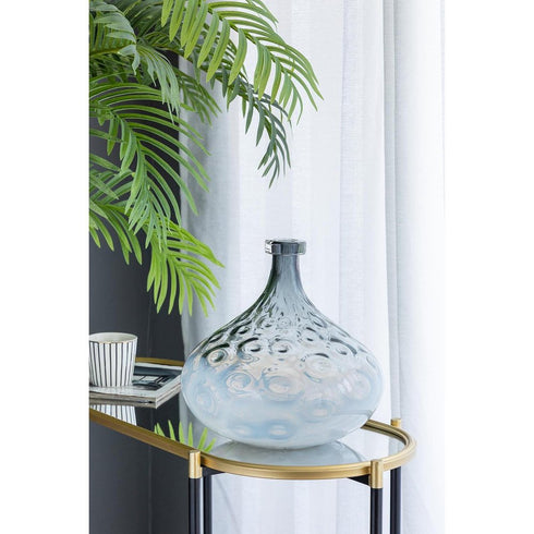 13" Light Blue Hammered Glass Table Vase
