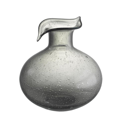 9" Light Gray Bubble Glass Round Table Vase