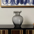 10" Light Gray Bubble Glass Round Table Vase