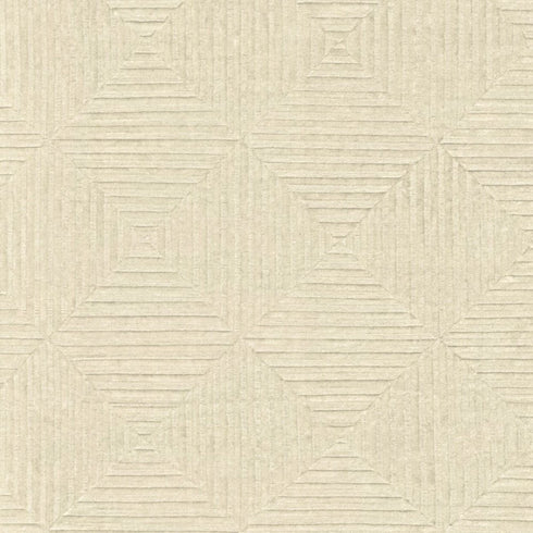 6' X 9' Ivory Wool Geometric Hand Knotted Area Rug