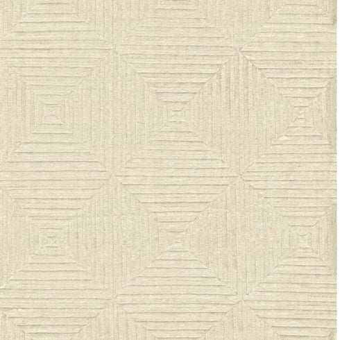 6' X 9' Ivory Wool Geometric Hand Knotted Area Rug