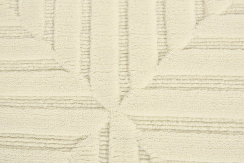 6' X 9' Ivory Wool Geometric Hand Knotted Area Rug