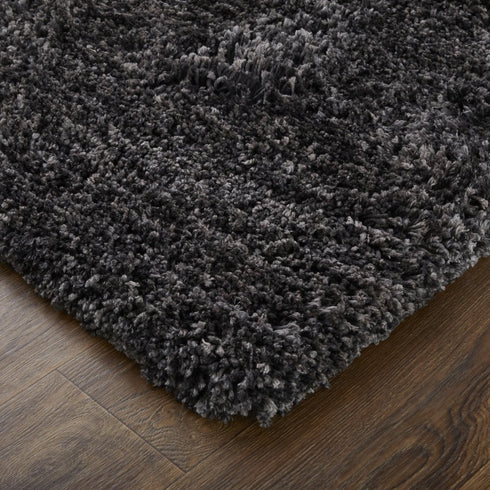 9' X 12' Black Shag Hand Tufted Area Rug