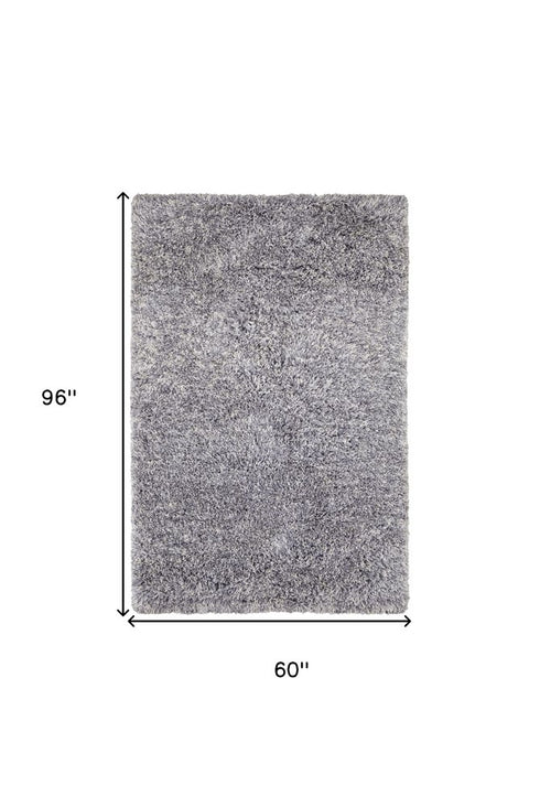 9' X 12' Gray Shag Hand Tufted Area Rug
