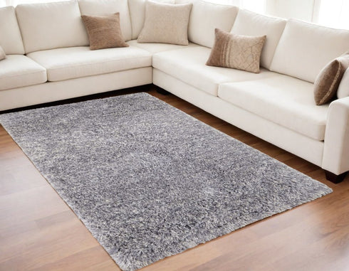 9' X 12' Gray Shag Hand Tufted Area Rug