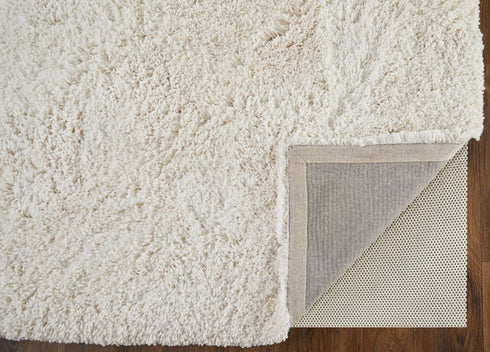 9' X 12' Ivory Shag Hand Tufted Area Rug