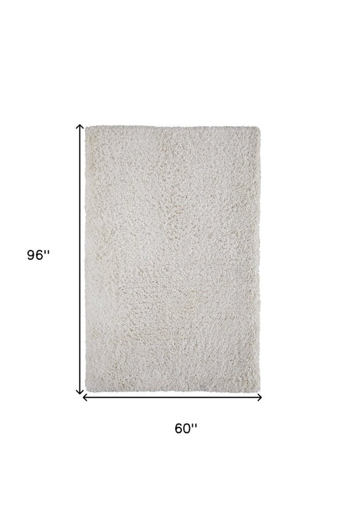9' X 12' Ivory Shag Hand Tufted Area Rug