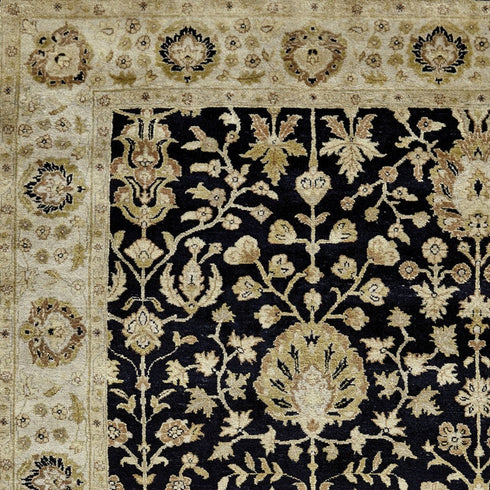 8' X 10' Black Wool Oriental Hand Knotted Area Rug