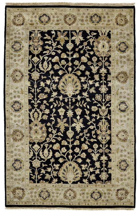 8' X 10' Black Wool Oriental Hand Knotted Area Rug