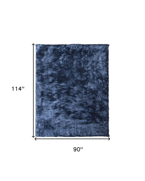 8' X 10' Blue Shag Hand Tufted Area Rug
