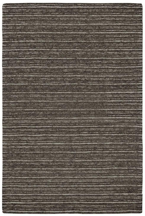 5' X 8' Brown and Ivory Wool Striped Hand Tufted Area Rug
