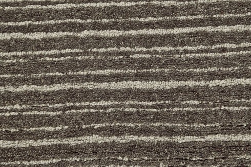 5' X 8' Brown and Ivory Wool Striped Hand Tufted Area Rug