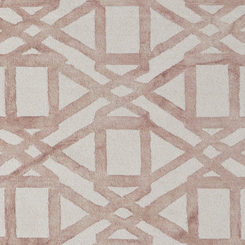 9' X 13' Ivory Pink and Tan Wool Geometric Hand Tufted Area Rug