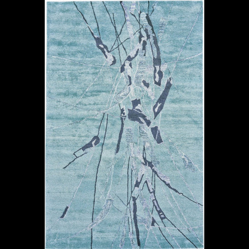 5' X 8' Blue and Gray Abstract Hand Tufted Area Rug