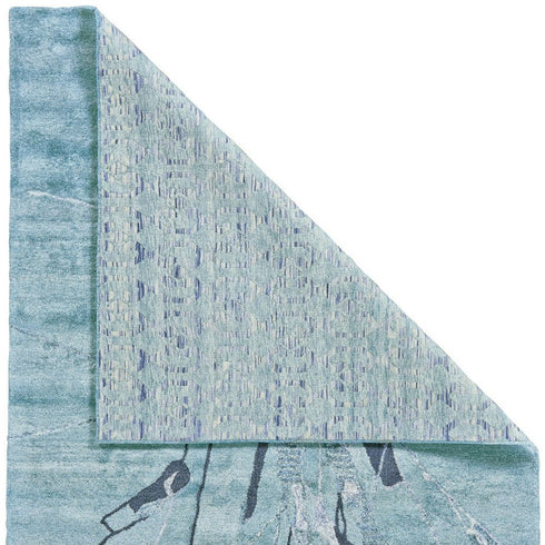 5' X 8' Blue and Gray Abstract Hand Tufted Area Rug