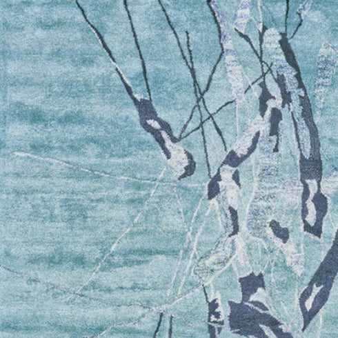 5' X 8' Blue and Gray Abstract Hand Tufted Area Rug