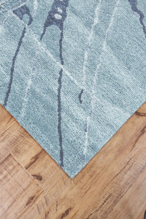 5' X 8' Blue and Gray Abstract Hand Tufted Area Rug