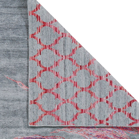 8' X 11' Red and Gray Abstract Hand Tufted Area Rug