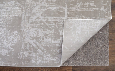 8' X 11' Taupe And Silver Abstract Distressed Area Rug