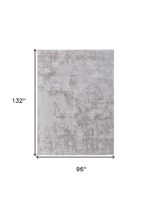 8' X 11' Taupe And Silver Abstract Distressed Area Rug