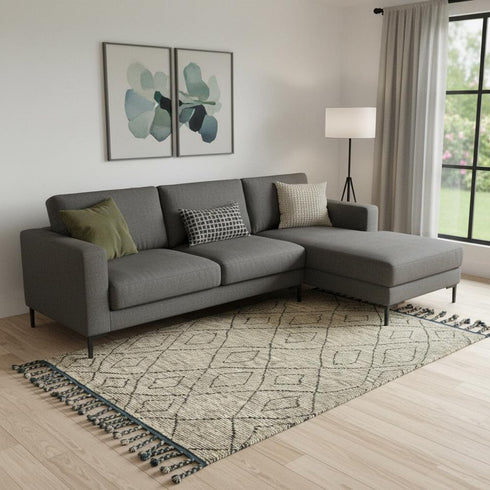 6' X 9' Gray Wool Geometric Hand Knotted Area Rug
