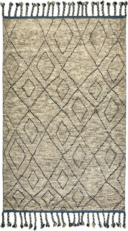 6' X 9' Gray Wool Geometric Hand Knotted Area Rug