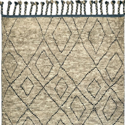6' X 9' Gray Wool Geometric Hand Knotted Area Rug