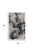 9' X 12' Ivory Black and Taupe Abstract Power Loom Area Rug