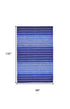 8' X 11' Blue Wool Striped Hand Woven Area Rug