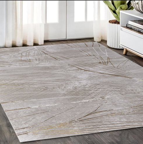 8' X 11' Silver Brown and Taupe Abstract Power Loom Area Rug