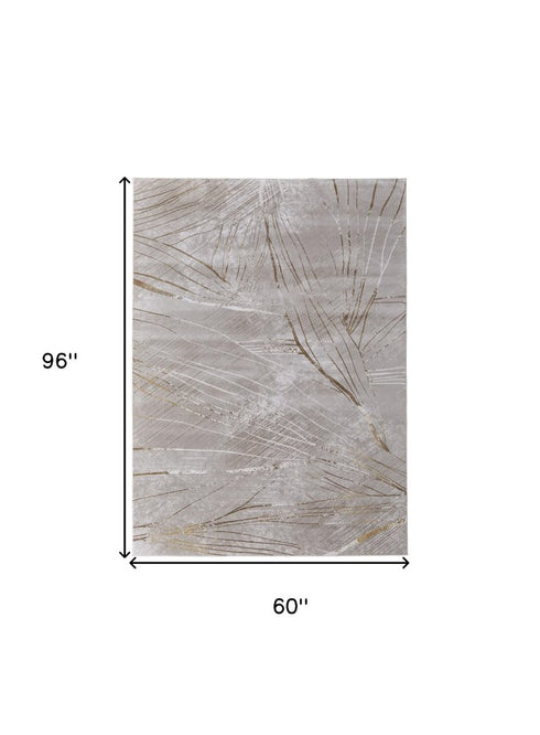 8' X 11' Silver Brown and Taupe Abstract Power Loom Area Rug