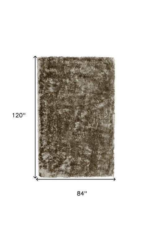7' X 10' Gold Shag Hand Tufted Area Rug