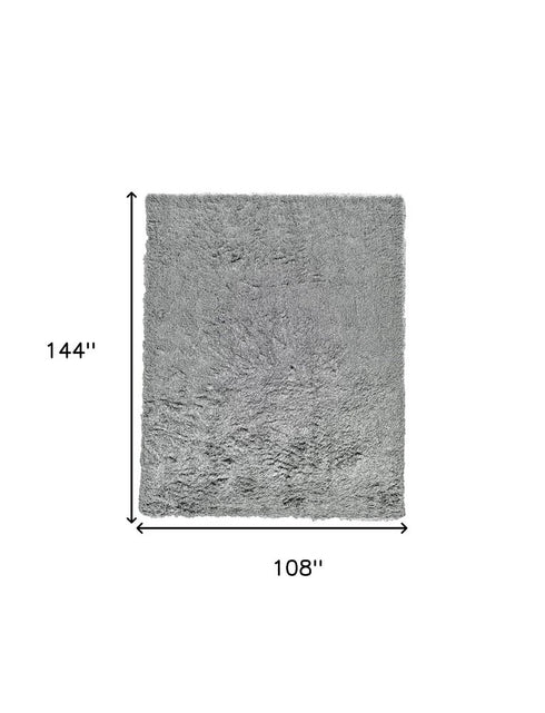 9' X 12' Gray Shag Hand Tufted Area Rug