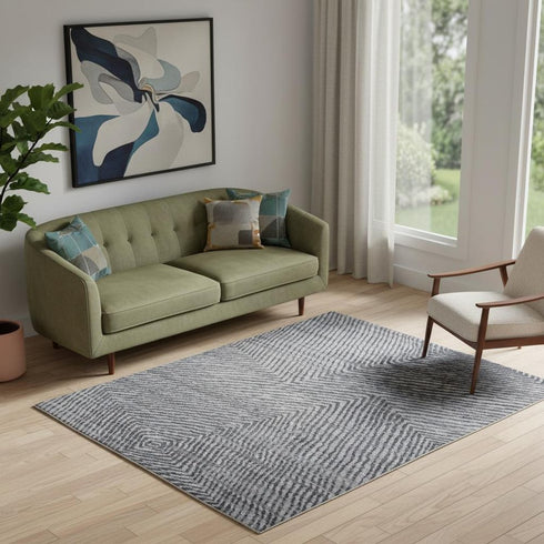 8' X 10' Gray Wool Abstract Hand Knotted Area Rug
