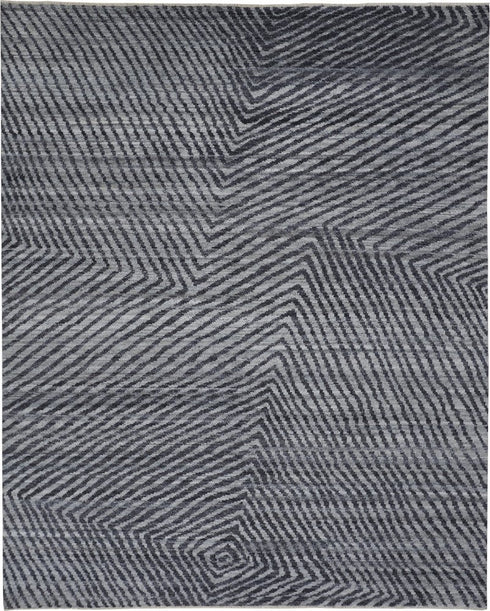 8' X 10' Gray Wool Abstract Hand Knotted Area Rug