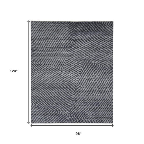 8' X 10' Gray Wool Abstract Hand Knotted Area Rug