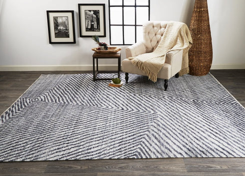 8' X 10' Gray Wool Abstract Hand Knotted Area Rug