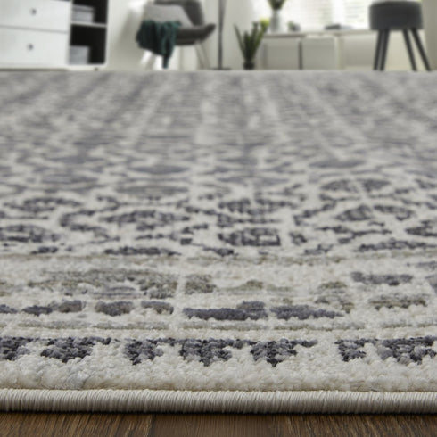 8' X 10' Gray And Ivory Abstract Distressed Area Rug