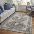 8' X 11' Gray and Ivory Abstract Power Loom Worn Faded Area Rug