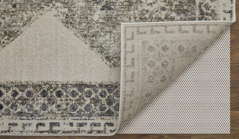 8' X 11' Gray and Ivory Abstract Power Loom Worn Faded Area Rug