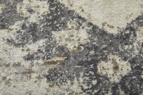 8' X 11' Gray and Ivory Abstract Power Loom Worn Faded Area Rug