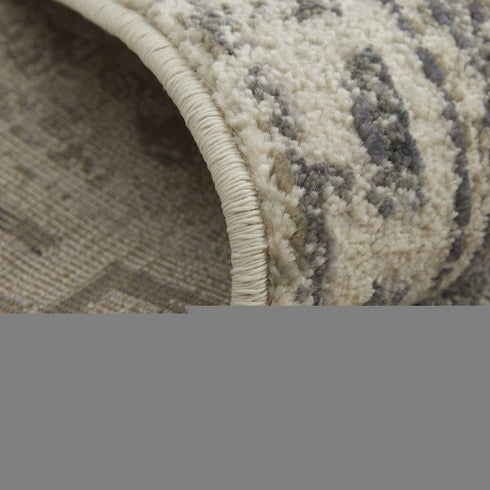 8' X 11' Gray and Ivory Abstract Power Loom Worn Faded Area Rug